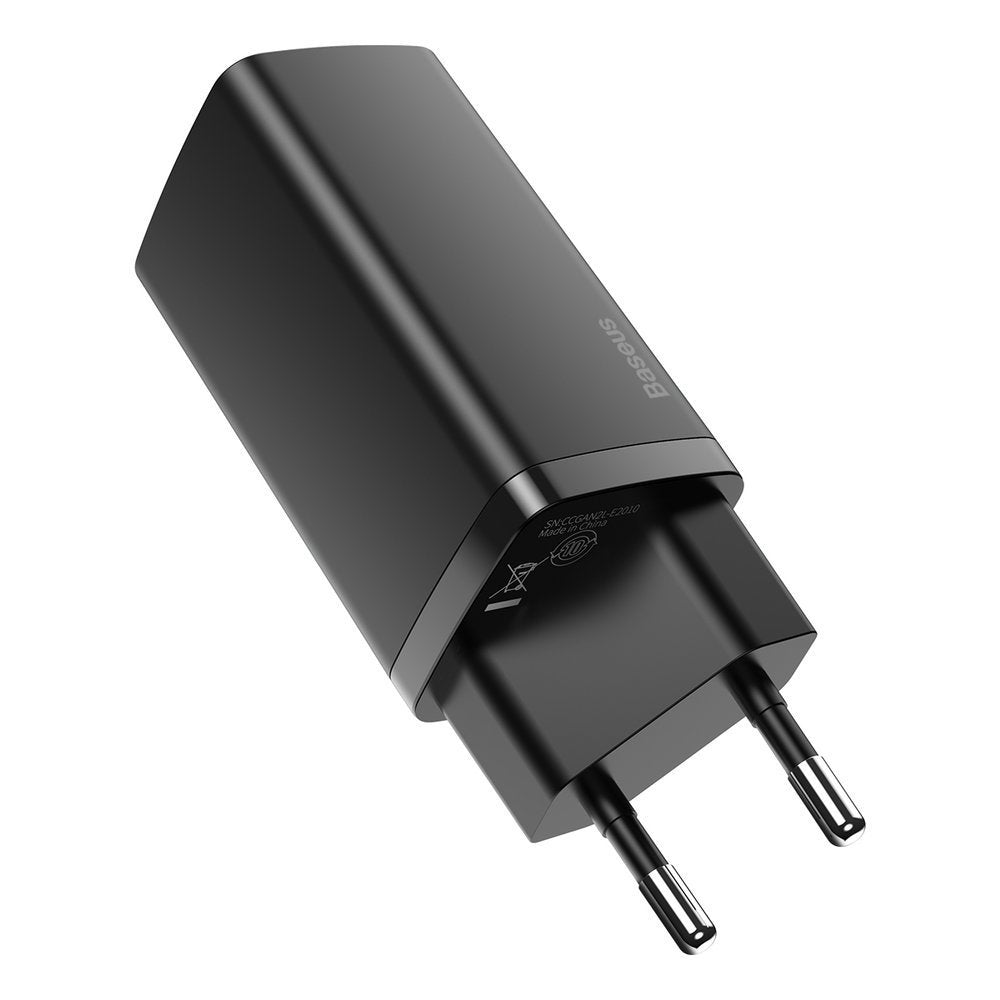 Baseus GaN2 Lite Netzwerk-Ladegerät, 65W, 3A, 1 x USB-A - 1 x USB-C, Schwarz CCGAN2L-B01