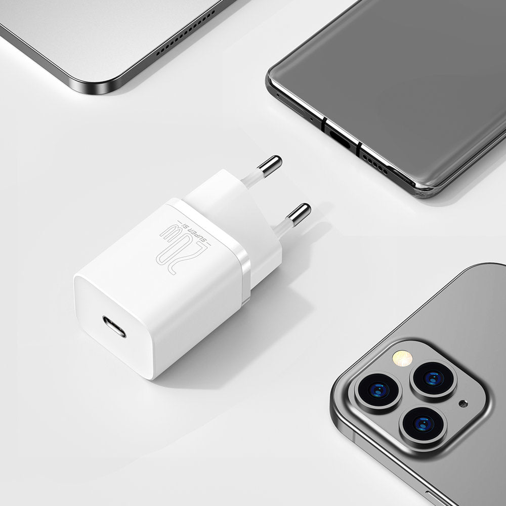 Baseus Super Si Netzwerk-Ladegerät, 20W, 3A, 1 x USB-C, Weiß CCSUP-B02