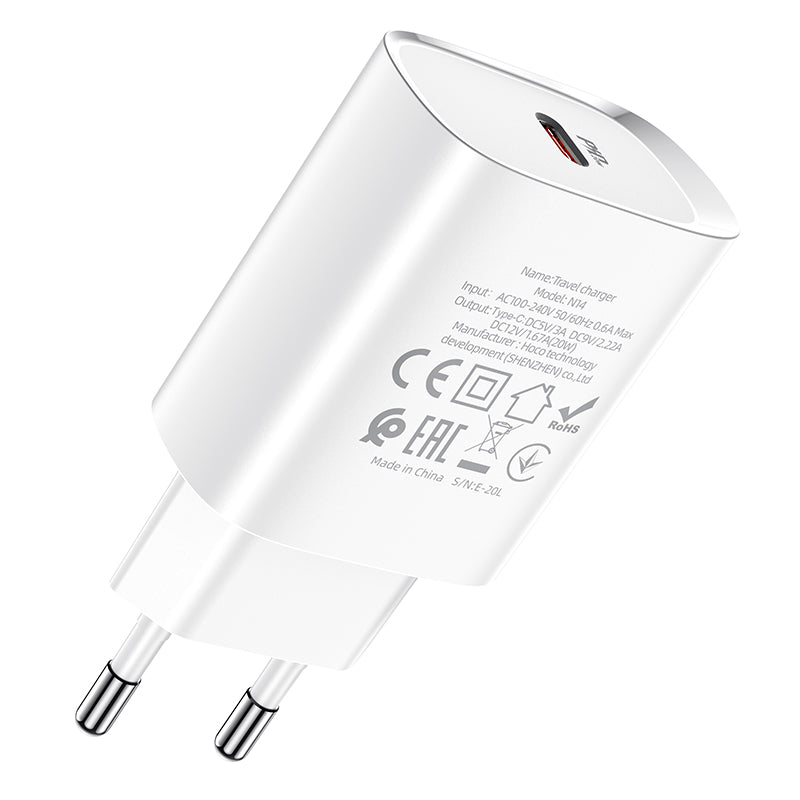 Netzwerk-Ladegerät HOCO N14, 20W, 3A, 1 x USB-C, Weiß