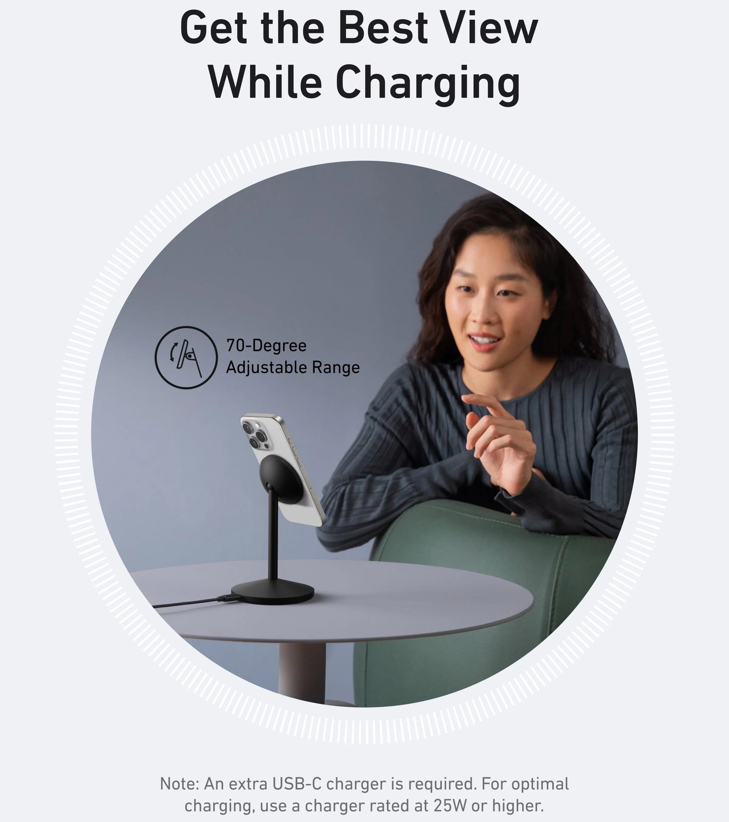 Anker MagGo Stand Wireless Network Charger, 15W, 1.67A, Black A25X1H11