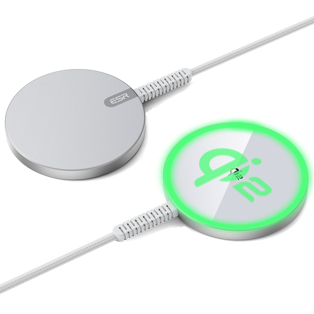 Wireless-Netzladegerät ESR HaloLock, 15W, 1.67A, Silber