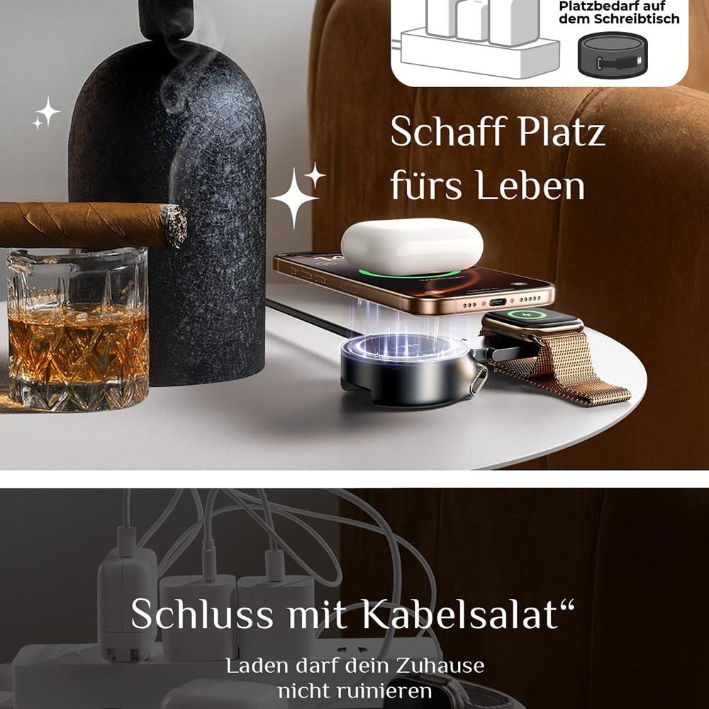 Lisen W602 2in1 Wireless Netzladegerät, 15W, 1.67A, Schwarz YL0324090008