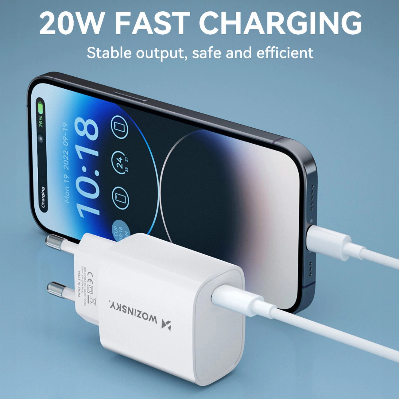 Netzteil WZK WGWCCW, 20W, 3A, 1 x USB-C, Weiß
