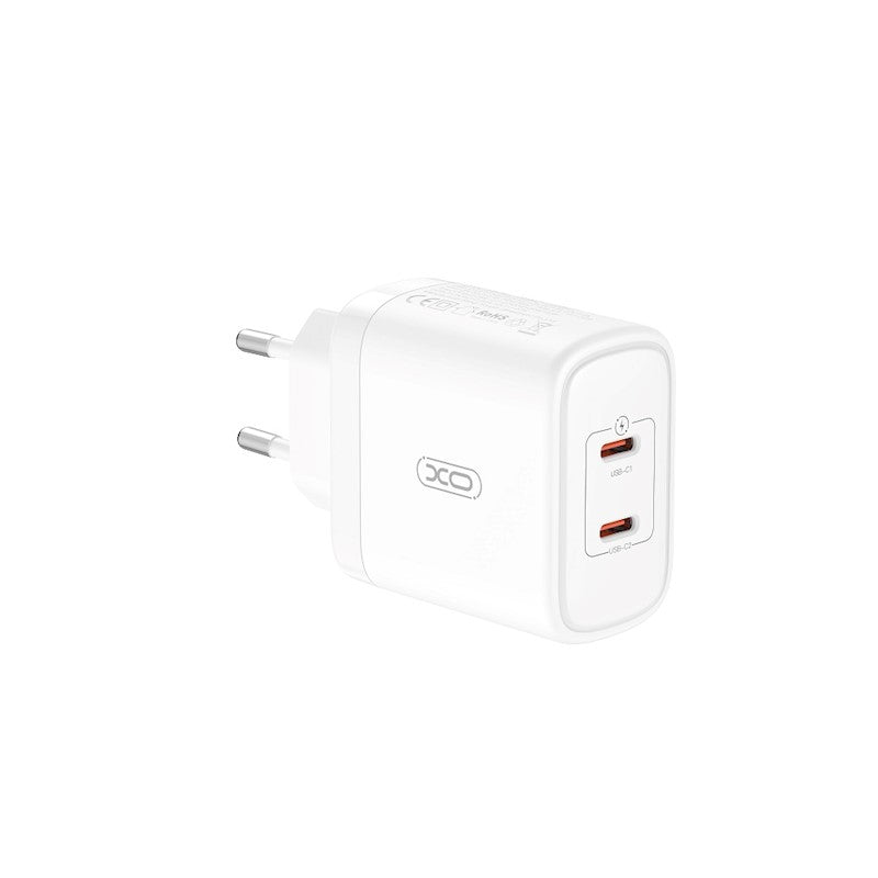 Netzwerk-Ladegerät XO Design CE08, 50W, 3A, 2 x USB-C, Weiß