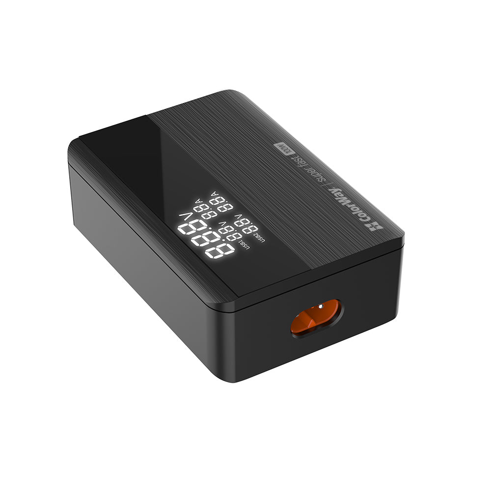 Ladestation ColorWay Display, 100W, 5A, 2 x USB-A - 2 x USB-C, Schwarz