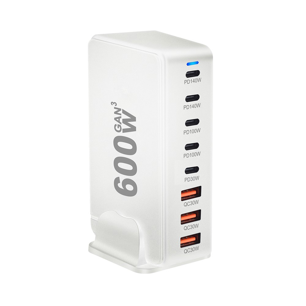 OEM Ladestation Ladegerät, 600W, 4 x USB-A - 4 x USB-C, Weiß