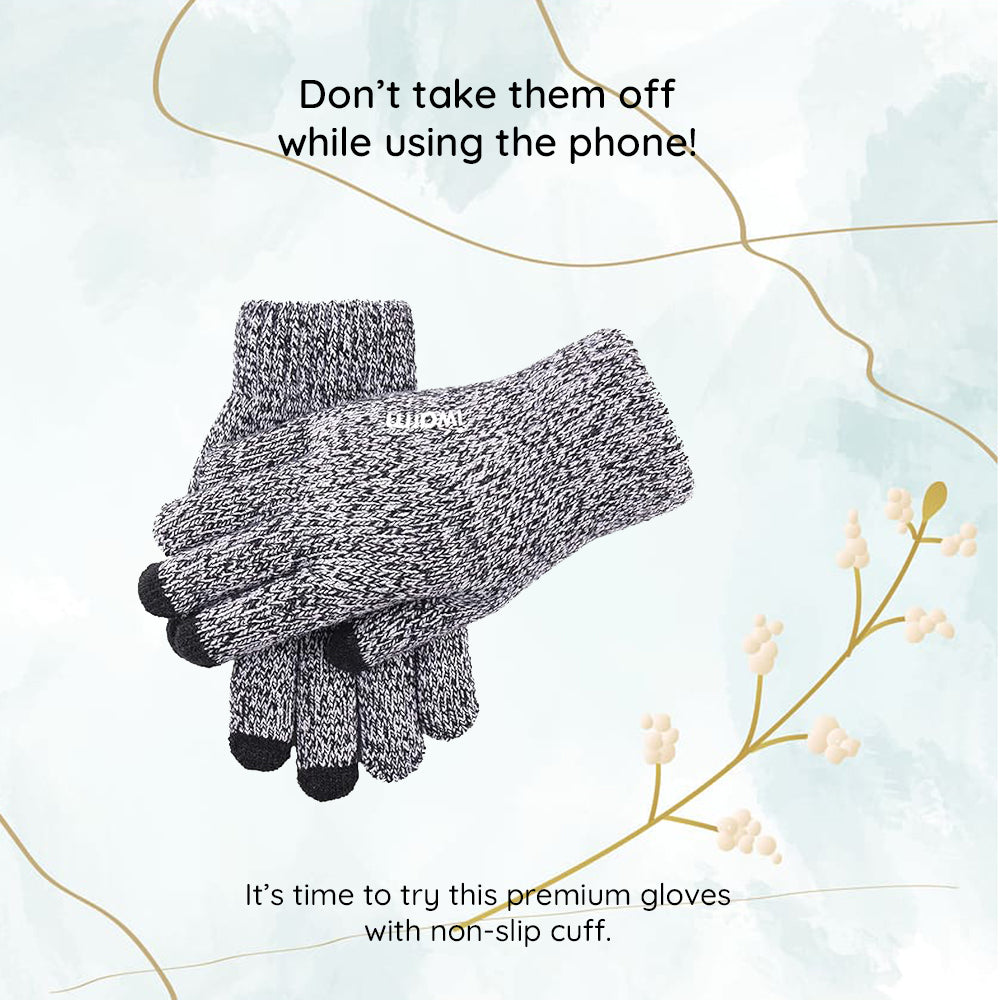 Winter-Touchscreen-Handschuhe Iwarm ST0018, Größe 23cm, Schwarz Grau