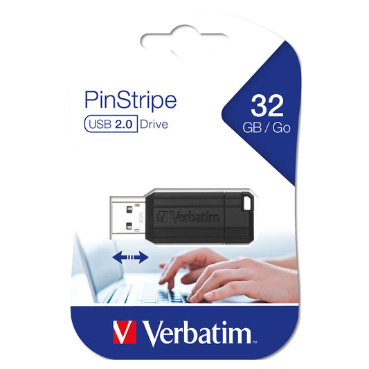 Externer USB-A Speicher Verbatim PenDrive Pinstripe, 32Gb