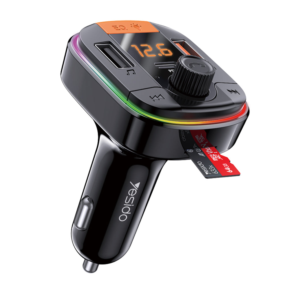 FM-Bluetooth-Modulator Yesido Y45, 2 x USB-A - 1 x USB-C - 1 x microSD