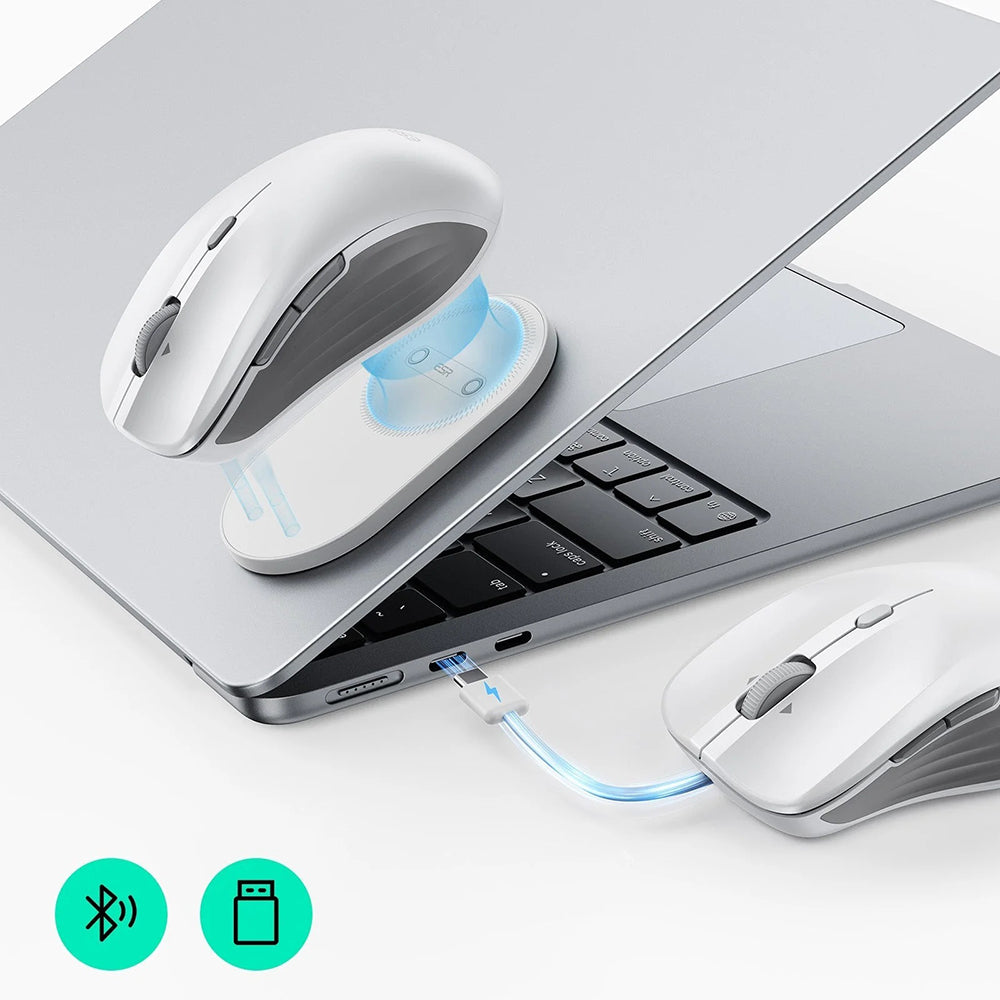 Wireless-Maus ESR MagMouse, 800DPI - 4800DPI, BT / Wi-Fi, Weiß