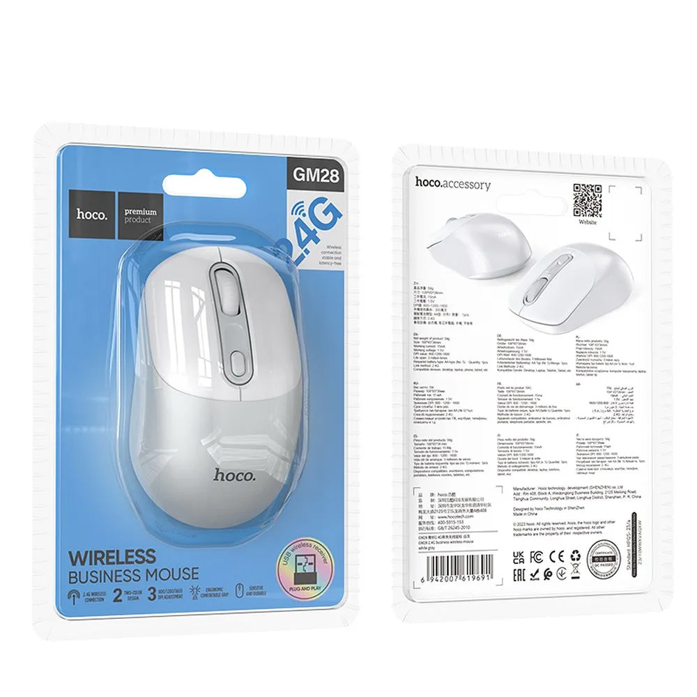 Mouse Wireless HOCO GM28, 1600DPI, Weiß