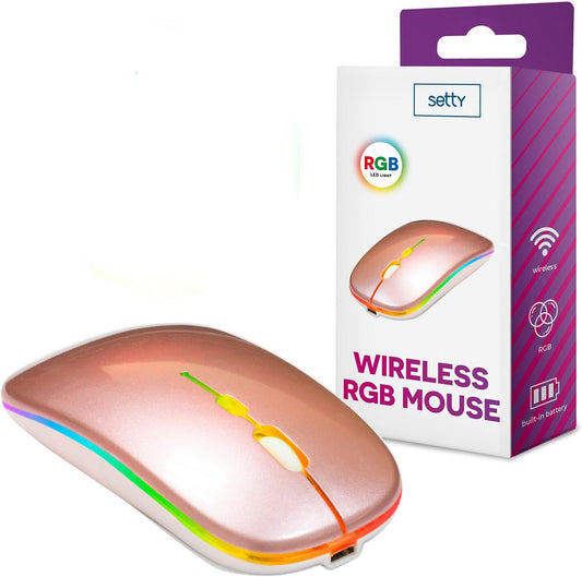 Setty Drahtlose Maus, 1600DPI, RGB, Golden Pink