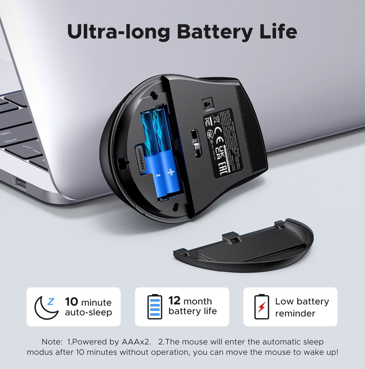 Drahtlose Maus UGREEN M511, 1600DPI, Schwarz