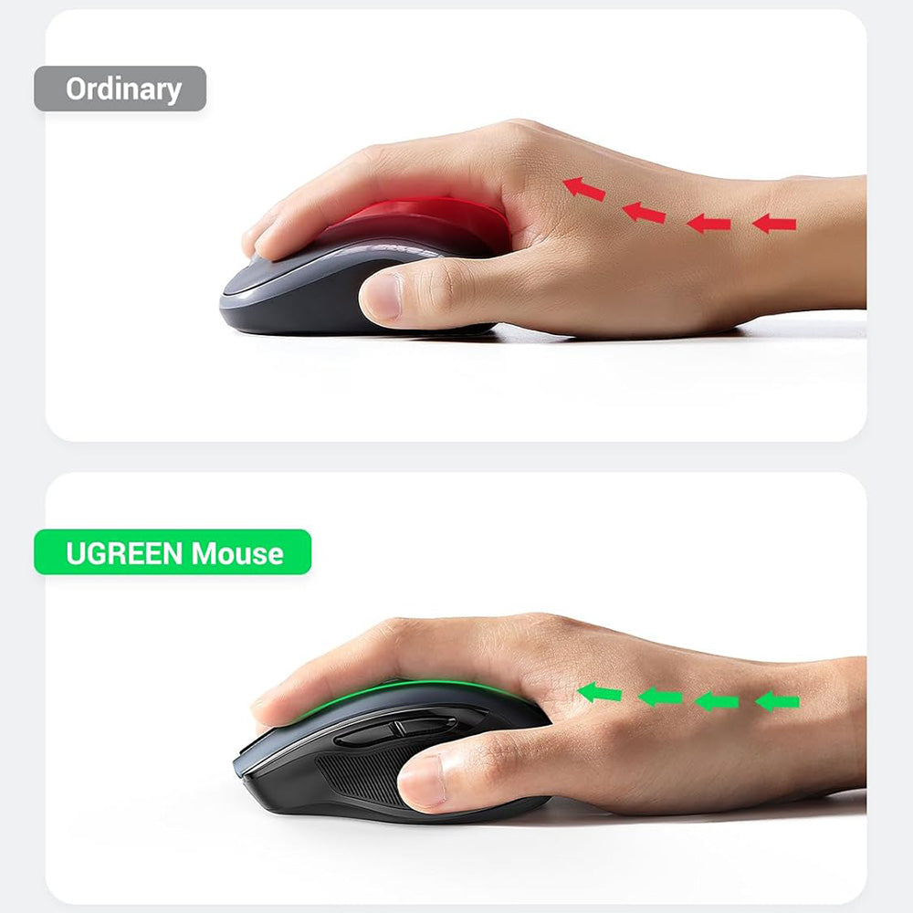 Mouse Wireless UGREEN MU006S (85082), 4000DPI, BT / Wi-Fi, Grau