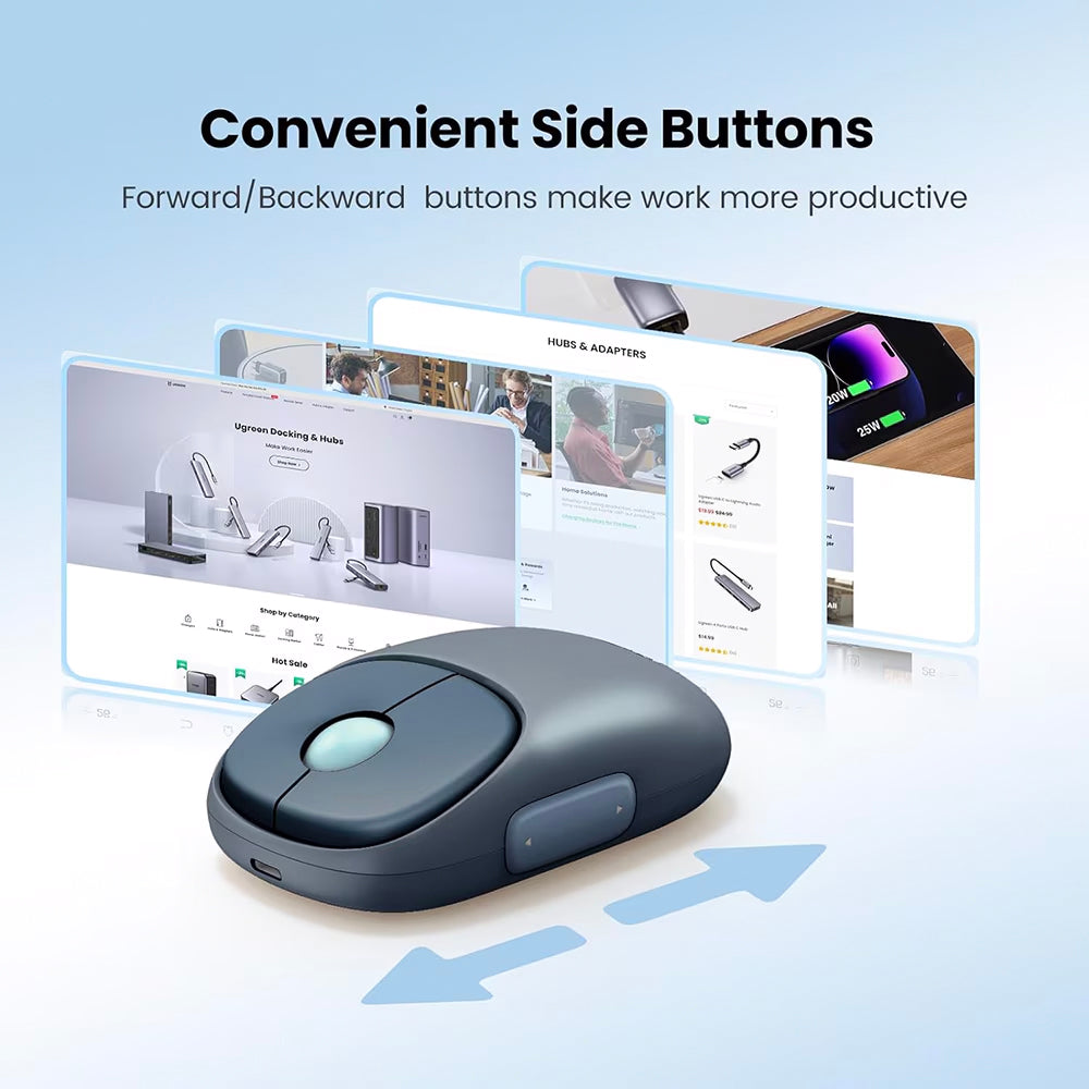 Drahtlose Maus UGREEN MU102 FUN+, 4000DPI, BT / Wi-Fi, Blau