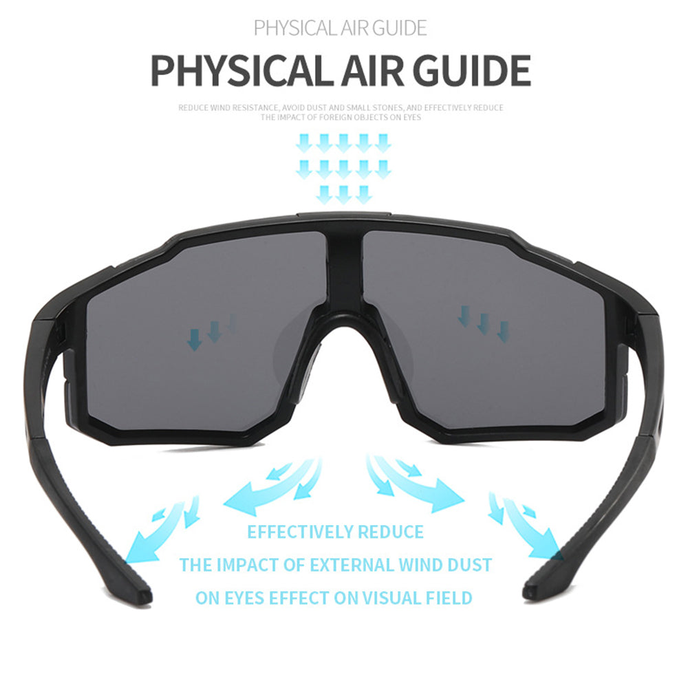 Unisex Fahrradbrille Techsuit 9337, UV-Schutz, Schwarz Silber