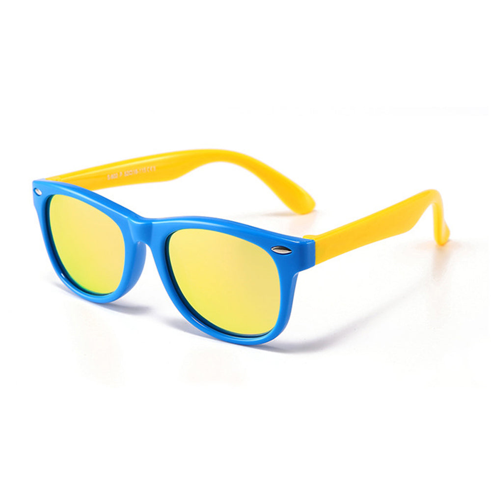 Techsuit D802 Kinder-Sonnenbrille, polarisiert, UV-Schutz, blau-gelb