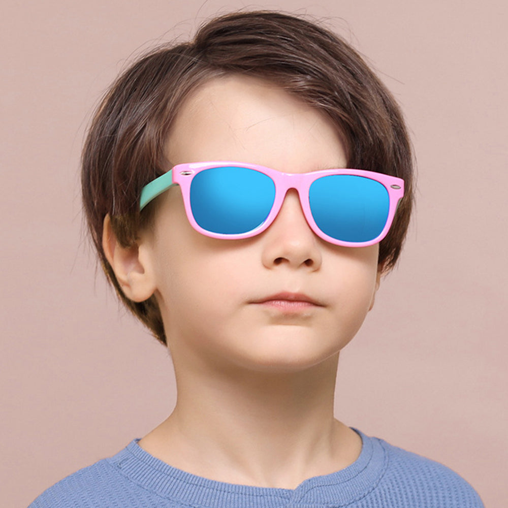 Techsuit D802 Kinder-Sonnenbrille, polarisiert, UV-Schutz, blau-gelb