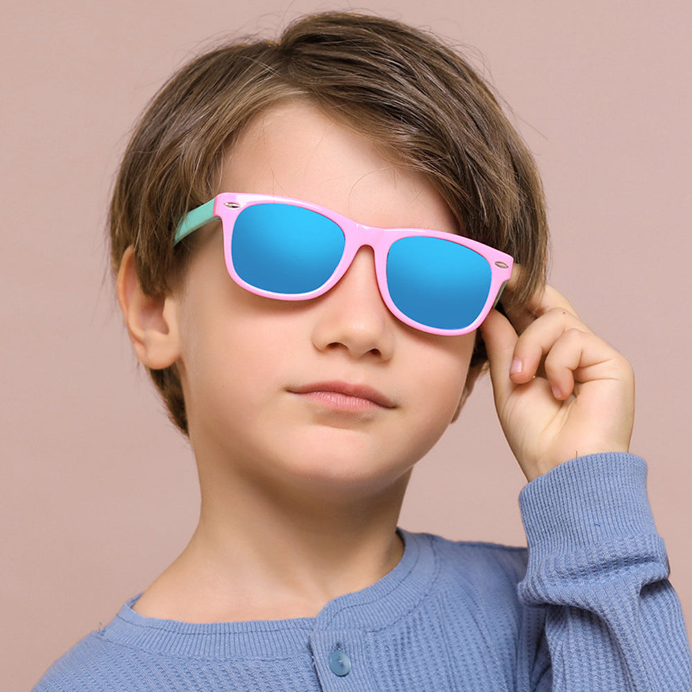 Techsuit D802 Kids' Sunglasses, Polarized, UV Protection, Black Blue