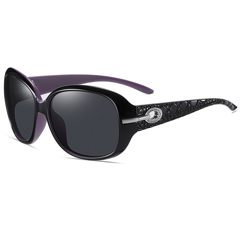 Damen-Sonnenbrille Techsuit 2012, polarisiert, UV-Schutz, Schwarz Lila Grau