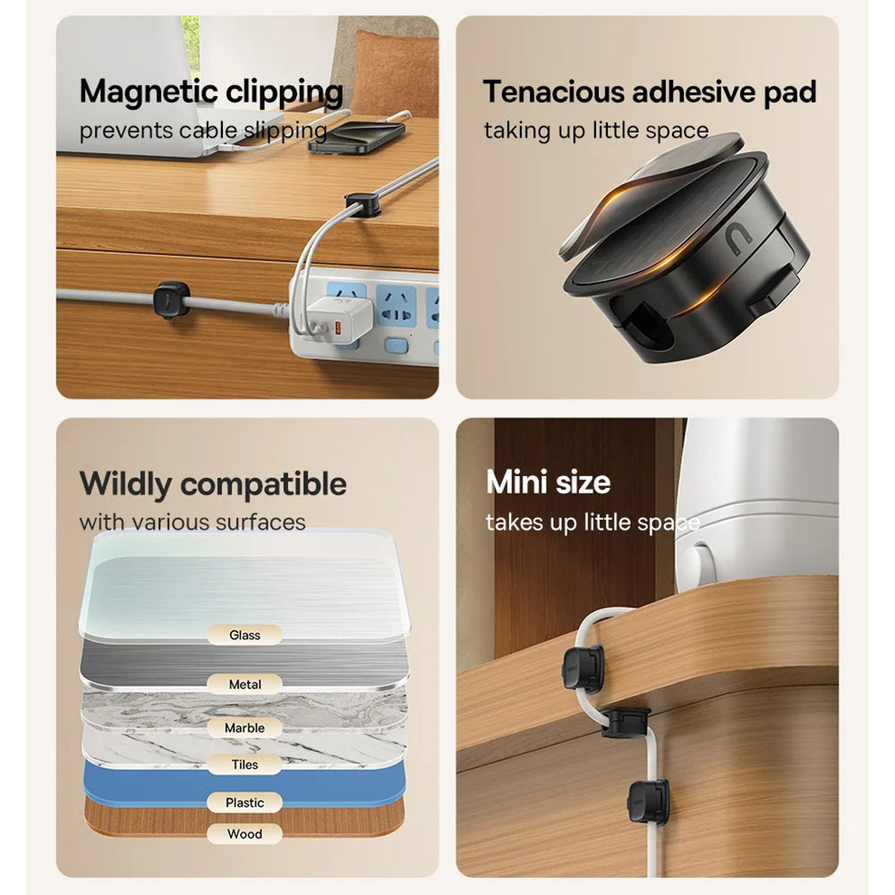 Baseus Lite Magnetic Kabelorganisator, Set 3 Stück, Schwarz B01331106111-00