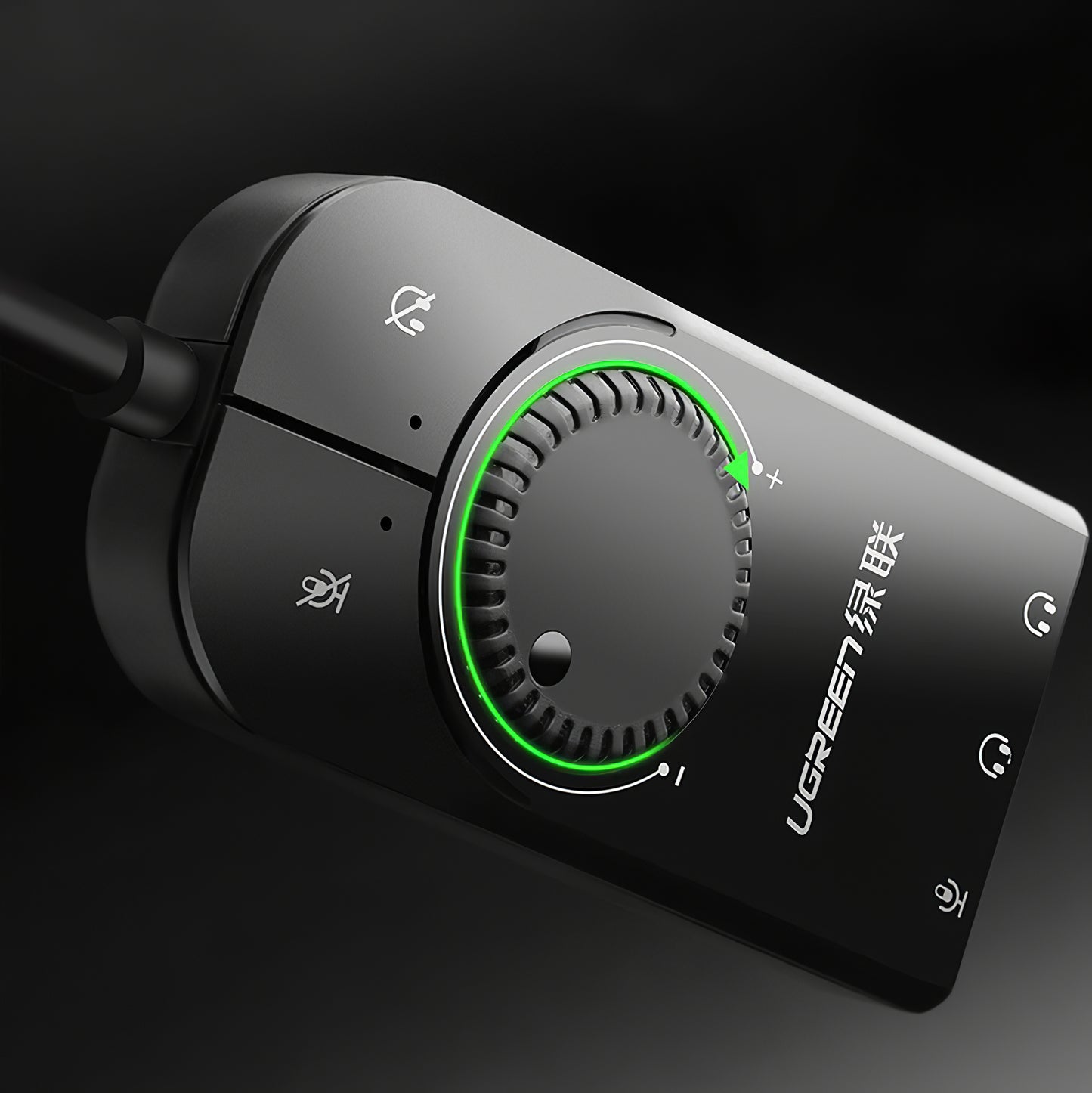 UGREEN CM129 USB-Soundkarte, 3 x 3,5mm Klinke, Schwarz
