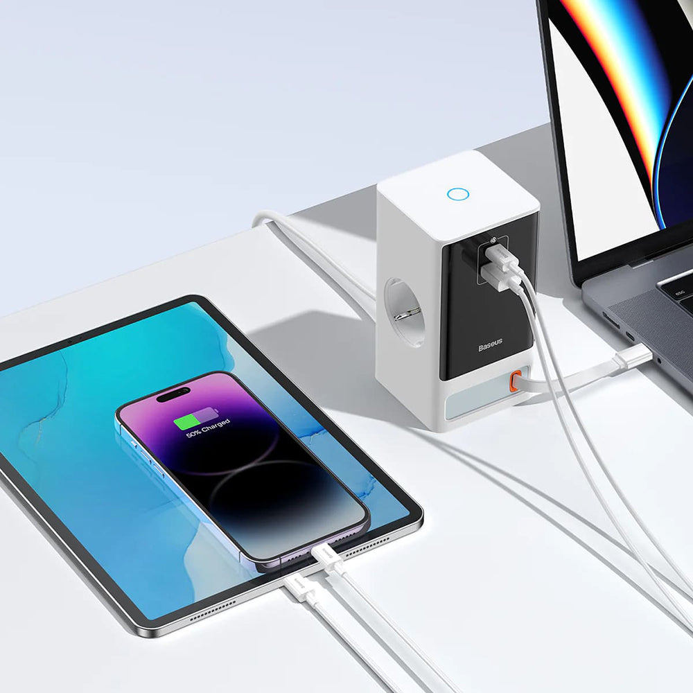 Baseus PowerCombo Verlängerungskabel, 1 x Schuko, Weiß PSLR000602