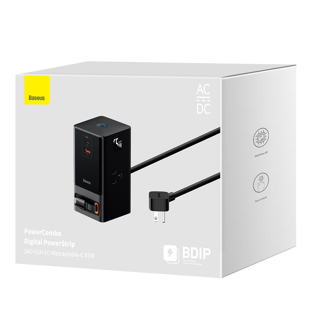 Baseus PowerCombo US Verlängerungskabel, 3 x Steckdosen, Schwarz PSLR000101
