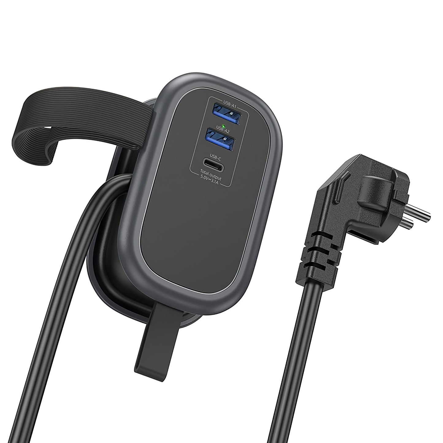Network Charger HOCO NS6, 2 x USB-A - 1 x USB-C - 1 x Schuko, Black