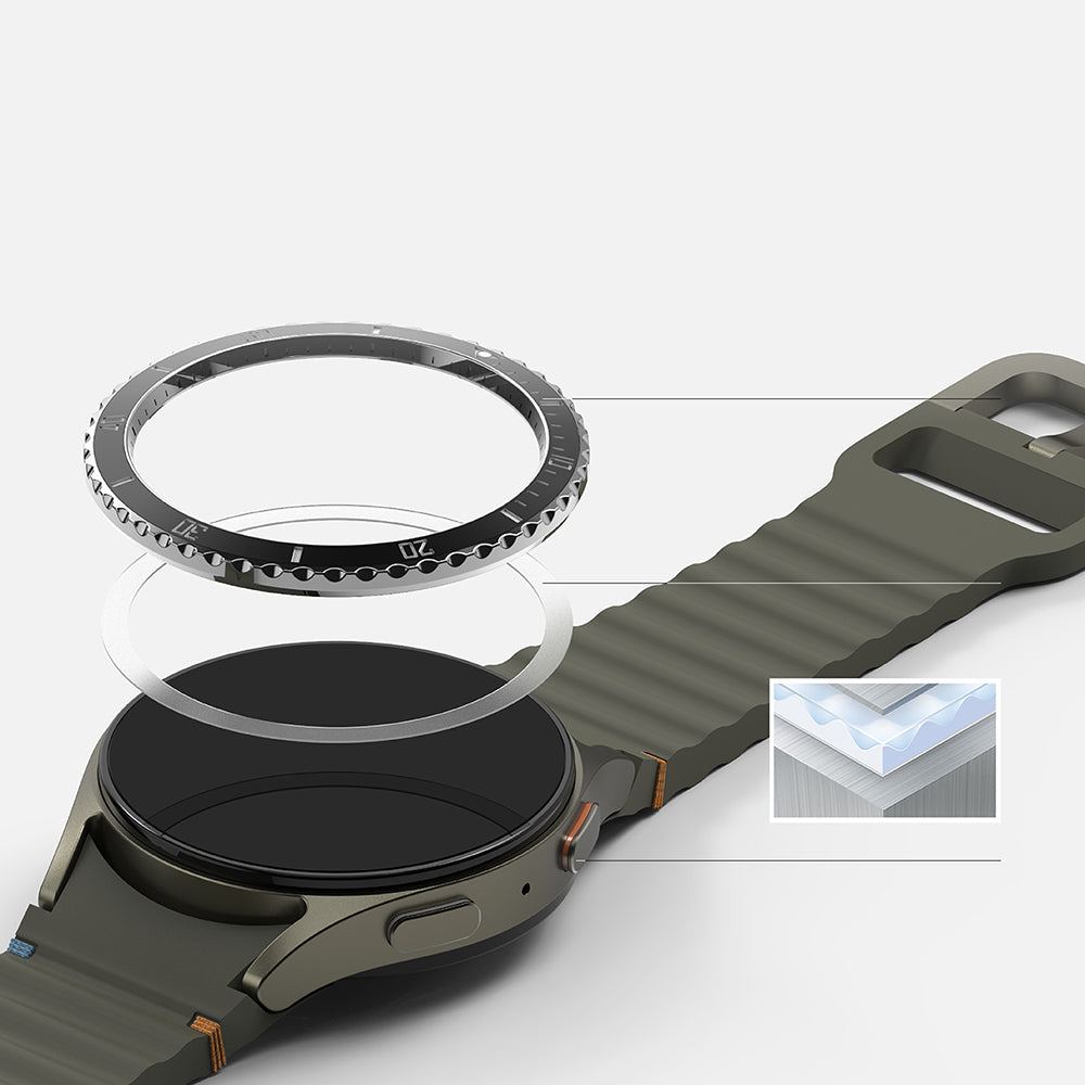 Ringke Premium Styling Schutzrahmen für Samsung Galaxy Watch7 40mm, Modell 4, Schwarz