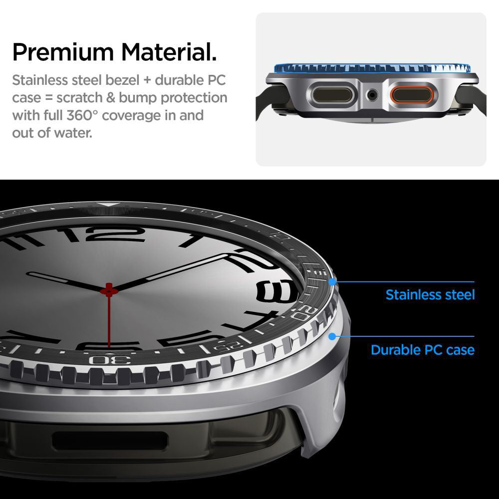 Spigen Tune Pro Diver Schutzrahmen für Samsung Galaxy Watch8 44mm, Schwarz ACS10010