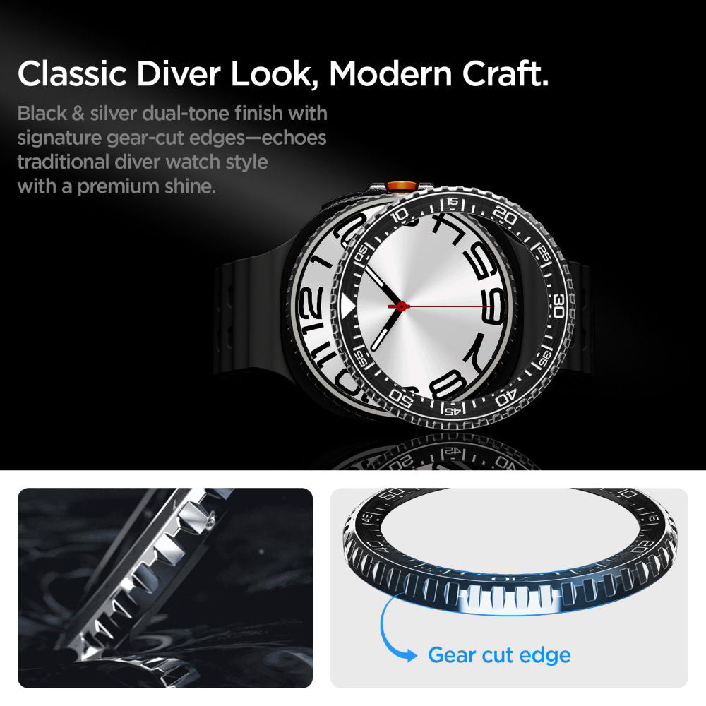 Spigen Tune Pro Diver Schutzrahmen für Samsung Galaxy Watch8 Classic, Schwarz