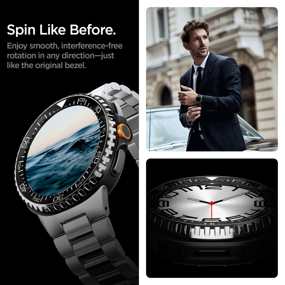 Spigen Tune Pro Diver Schutzrahmen für Samsung Galaxy Watch8 Classic, Schwarz