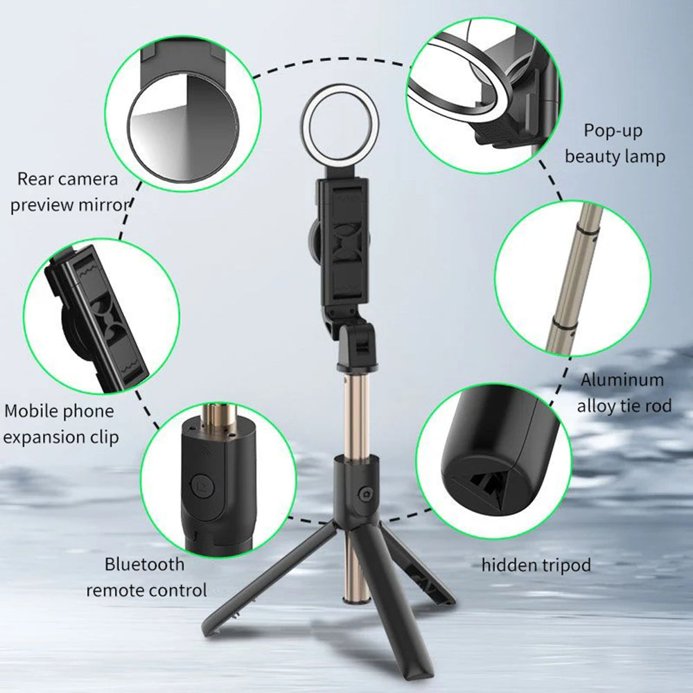 Selfie Stick Bluetooth Techsuit K13, Universal, Schwarz