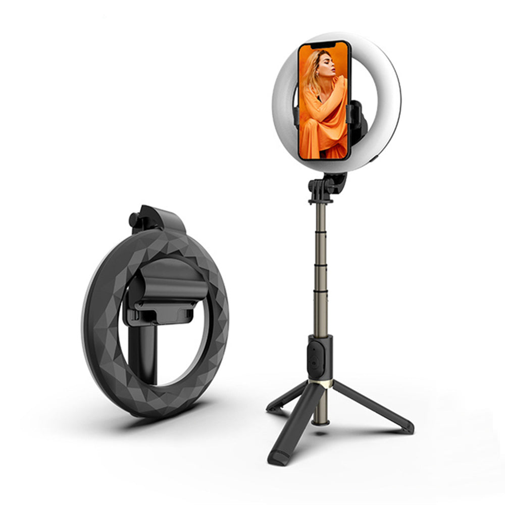 Selfie Stick Bluetooth Techsuit Q07 Ring Light, Universal, Schwarz