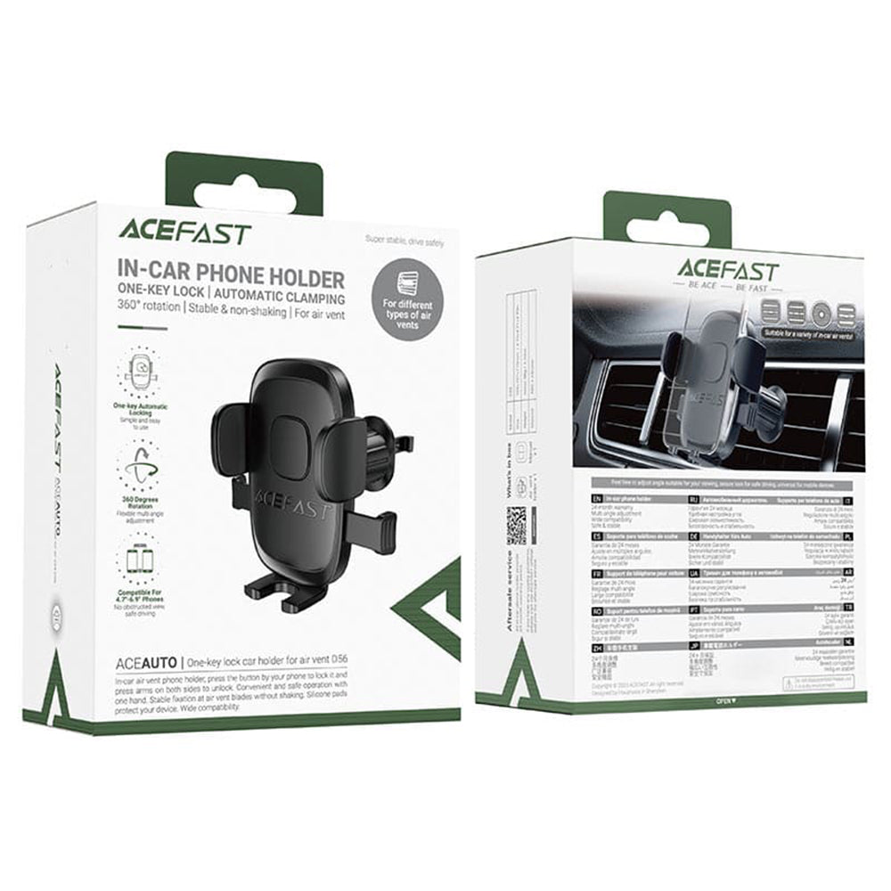 Acefast D56 Car Holder, 4.7inch - 6.9inch, Black