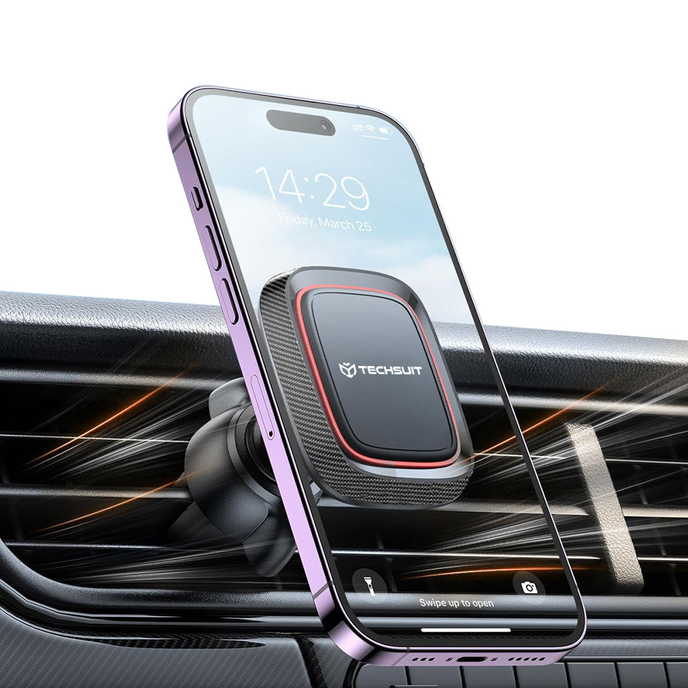 Magnetische Autohalterung Techsuit S4, Universal, Schwarz Rot