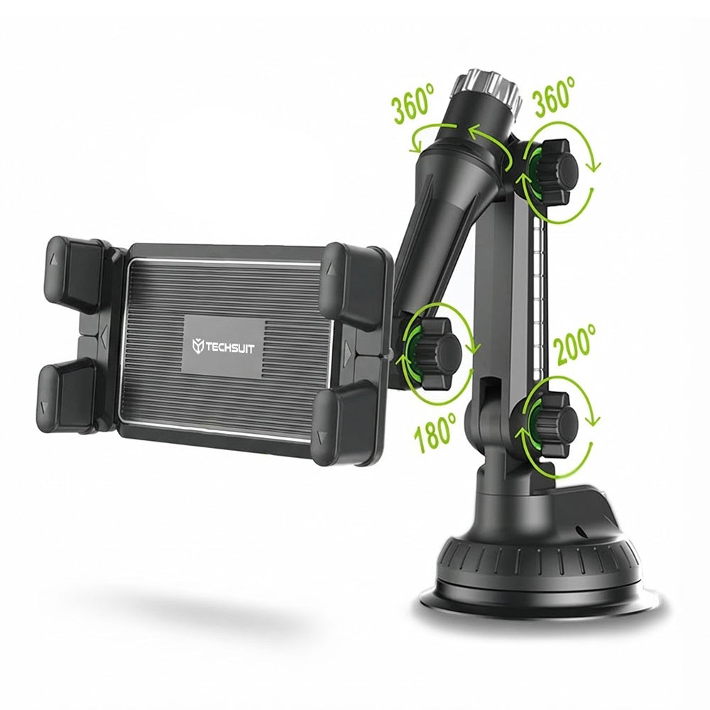 Autohalterung Techsuit ST1 für Telefon / Tablet, 4,7 Zoll - 12,9 Zoll, Schwarz