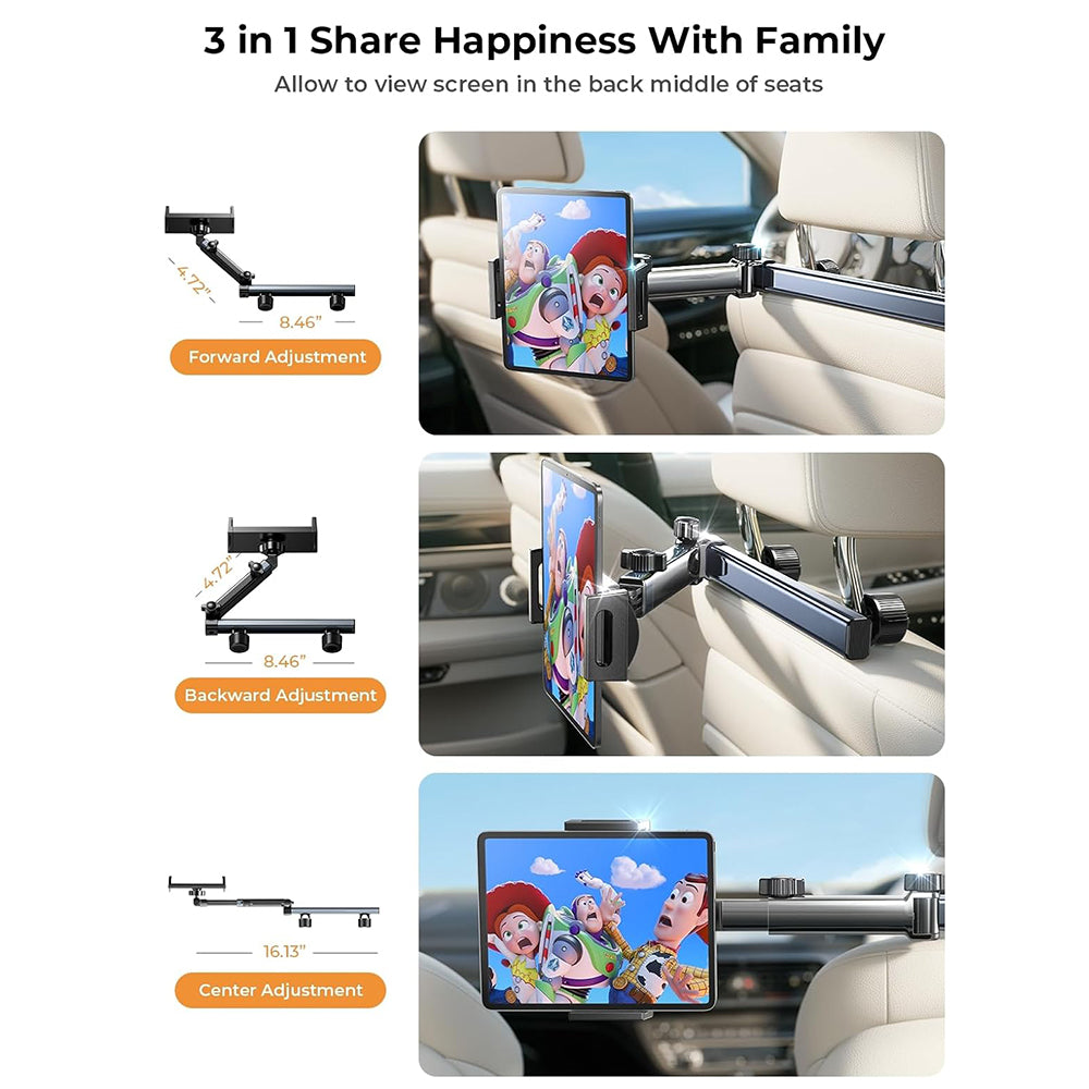 Auto-Kopfstützenhalter Lisen für Telefon / Tablet, 4,7 Zoll - 12,9 Zoll, Schwarz YL0423090004