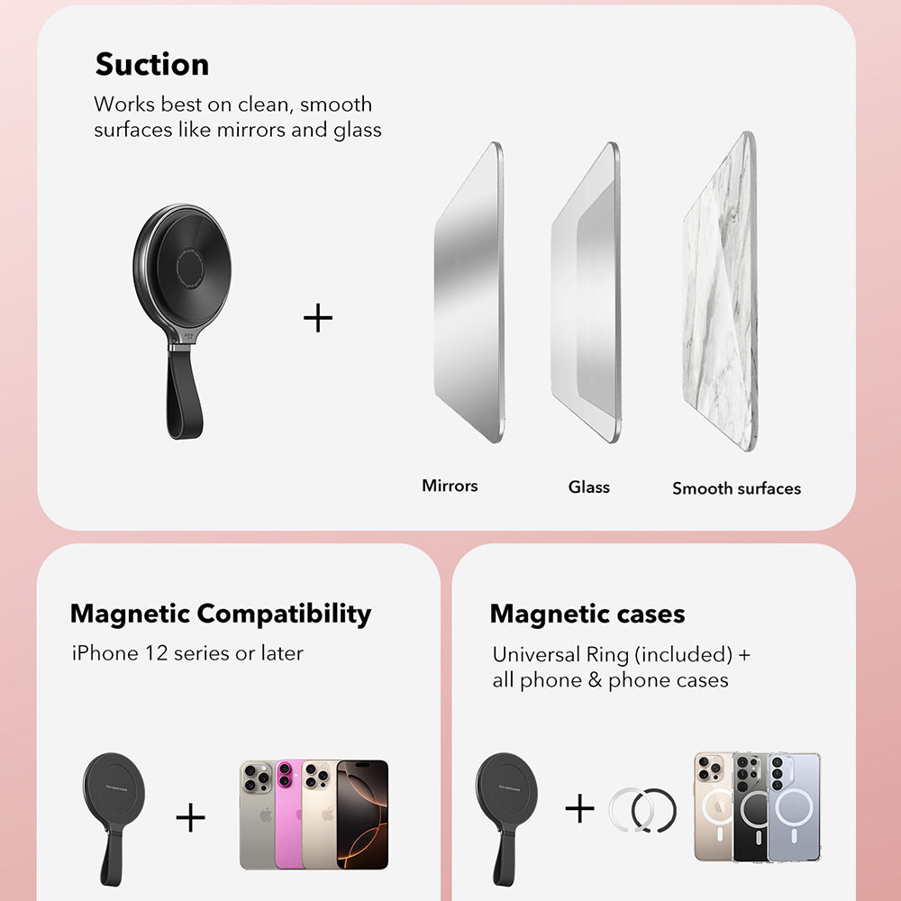 ESR HaloLock Leder Ringhalter, Universal, Schwarz