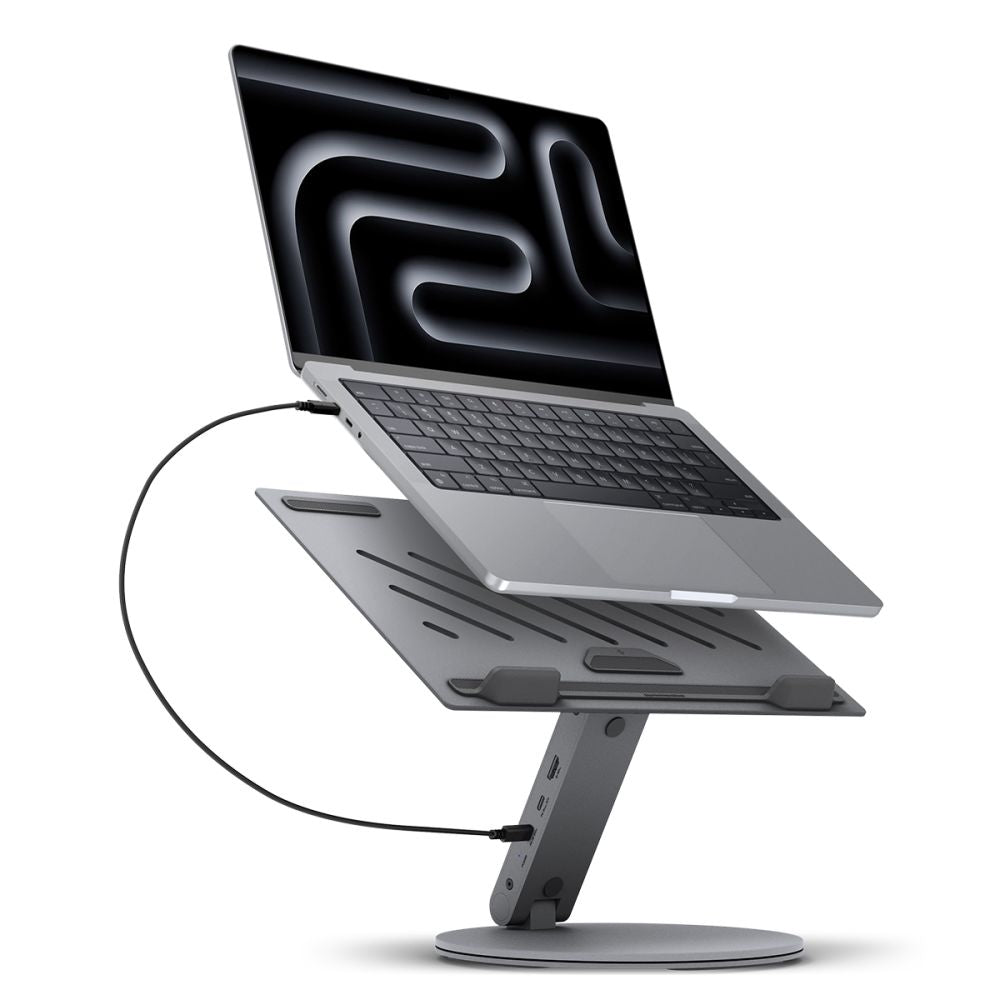 Laptopständer mit Hub Spigen LD204H für Laptop max. 15,6 Zoll, Grau AMP08885