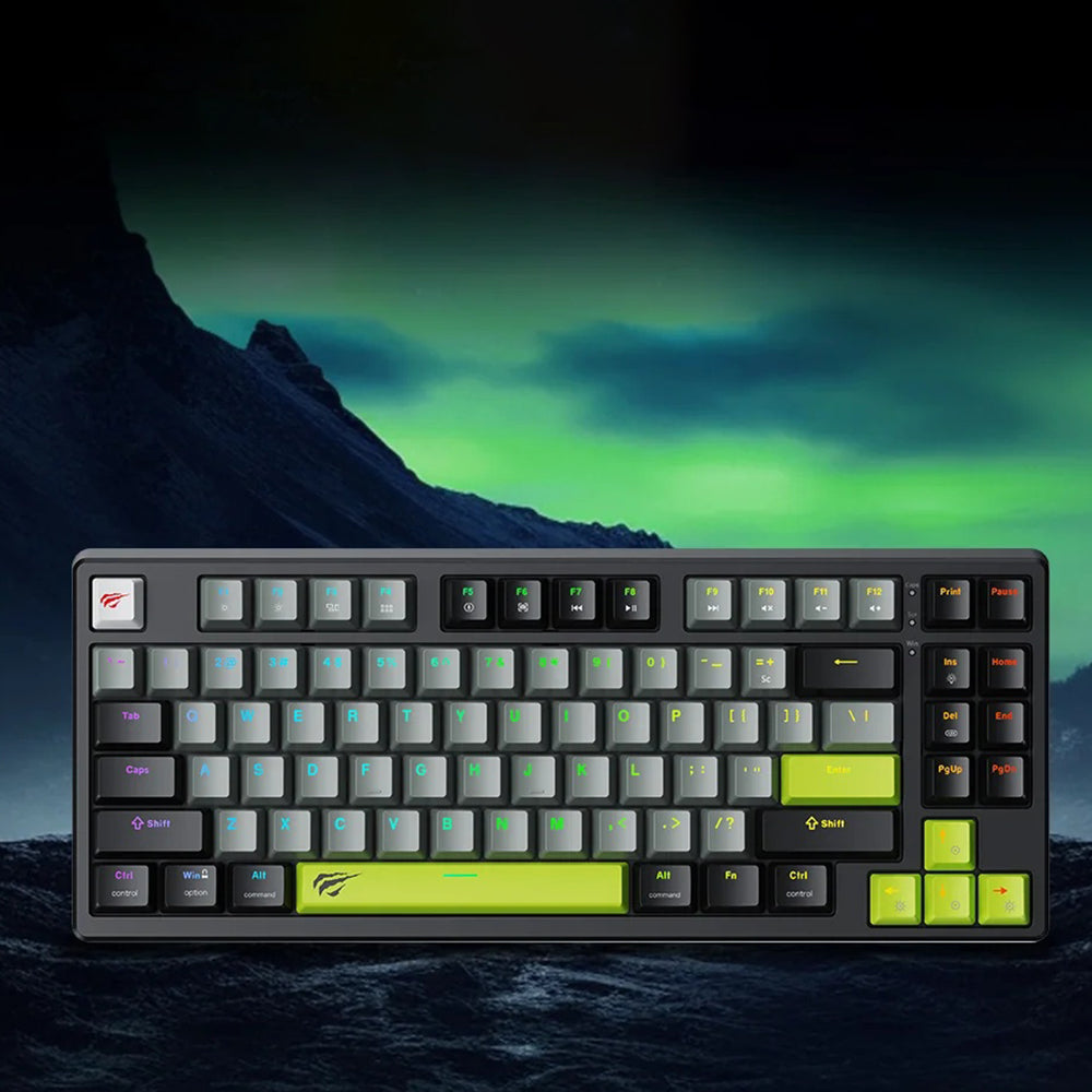 Gaming-Tastatur Wired USB HAVIT KB904L, RGB, 1,8m, Schwarz Grün