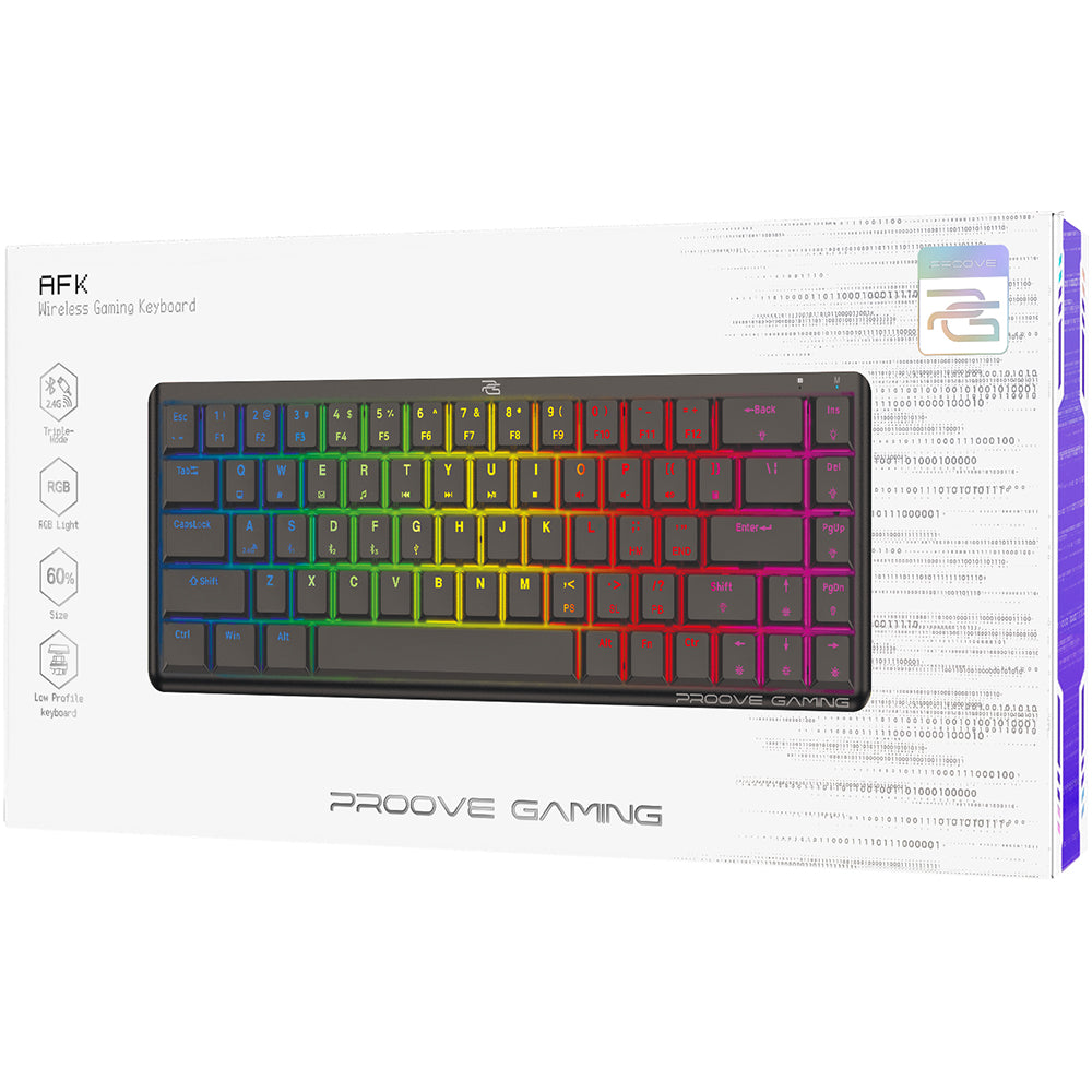 Gaming-Tastatur Wireless Proove AFK, RGB, BT / Wi-Fi / Kabelgebunden, 1,5m, Schwarz WKAFKEN22001