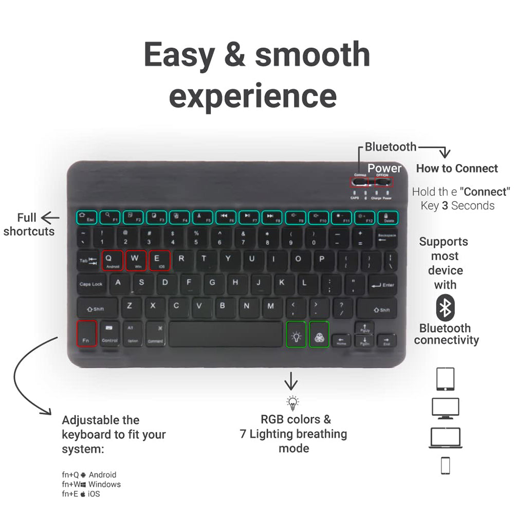 Wireless-Tastatur Techsuit WK1, RGB, Schwarz