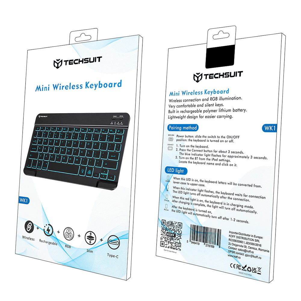 Wireless-Tastatur Techsuit WK1, RGB, Schwarz