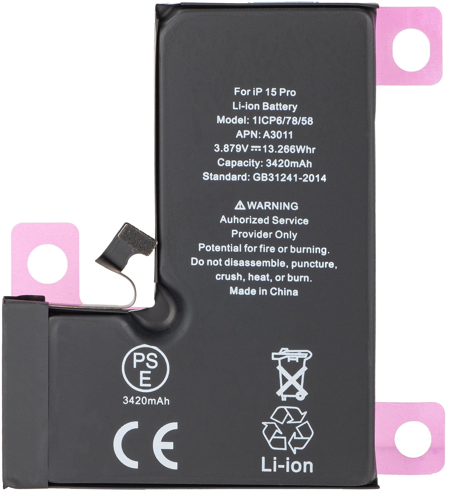 Apple iPhone 15 Pro Akku, Diagnostic High Capacity