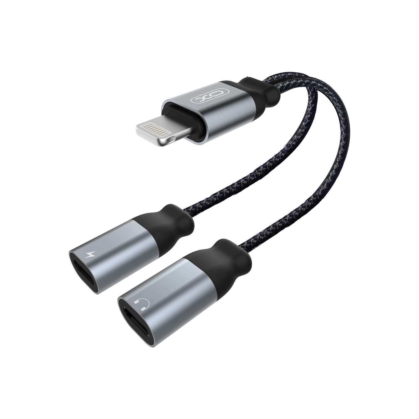 Audio-Adapter Lightning - 2 x Lightning XO Design NB-R160A, Grau