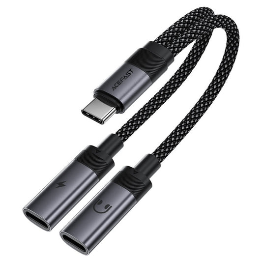 Audio-Adapter USB-C - 2 x USB-C Acefast J14, Schwarz