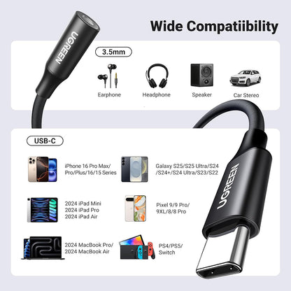 Audioadapter USB-C - 3,5mm UGREEN AV161, Schwarz