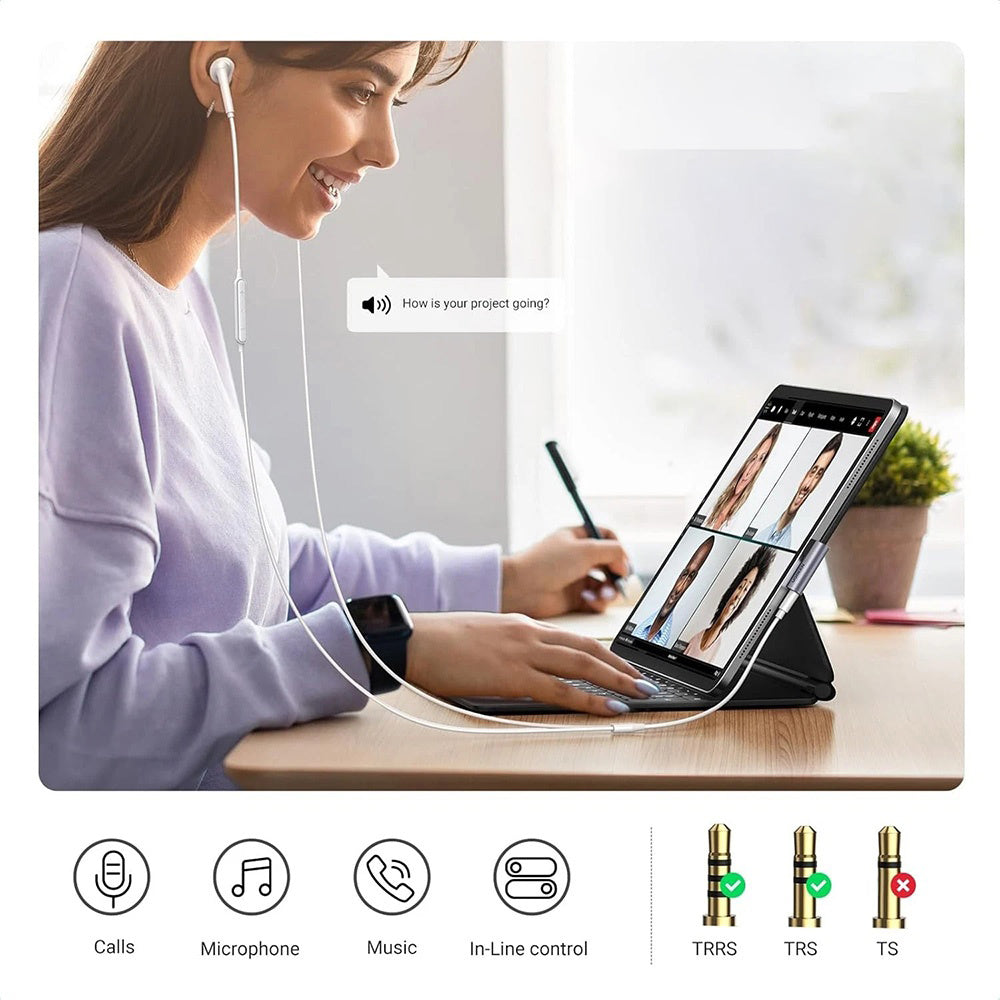 Audioadapter USB-C - 3.5mm UGREEN CM460 (20194) Winkelform, Grau
